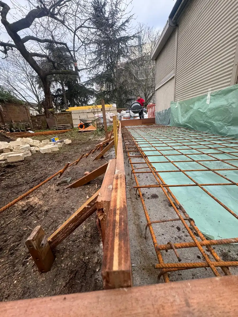 Coffrage et ferraillage d’une dalle de terrasse